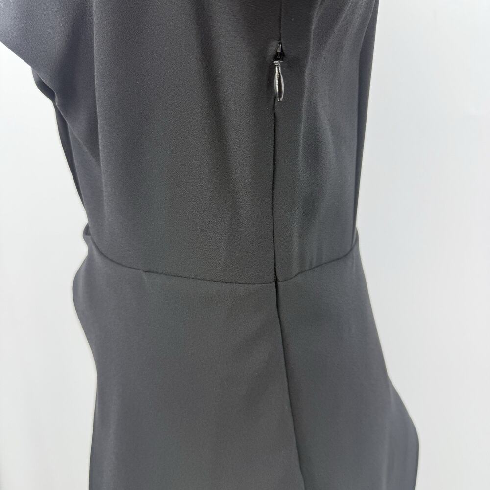 Bcbgmaxazria‎ Black Asymmetrical Flounce Midi Dress Cutout Long Sleeve 4 Elegant - Picture 5 of 8